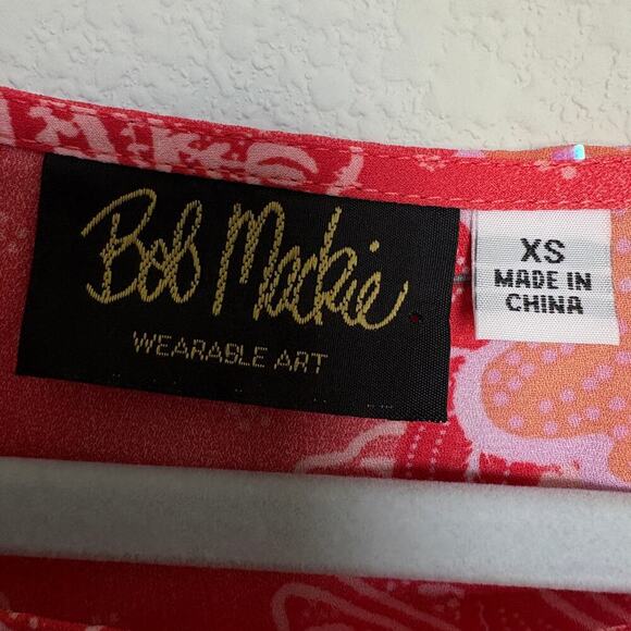 Bob Mackie Wearable Art sequin floral caftan top XS pink red blue dolman - Picture 9 of 13